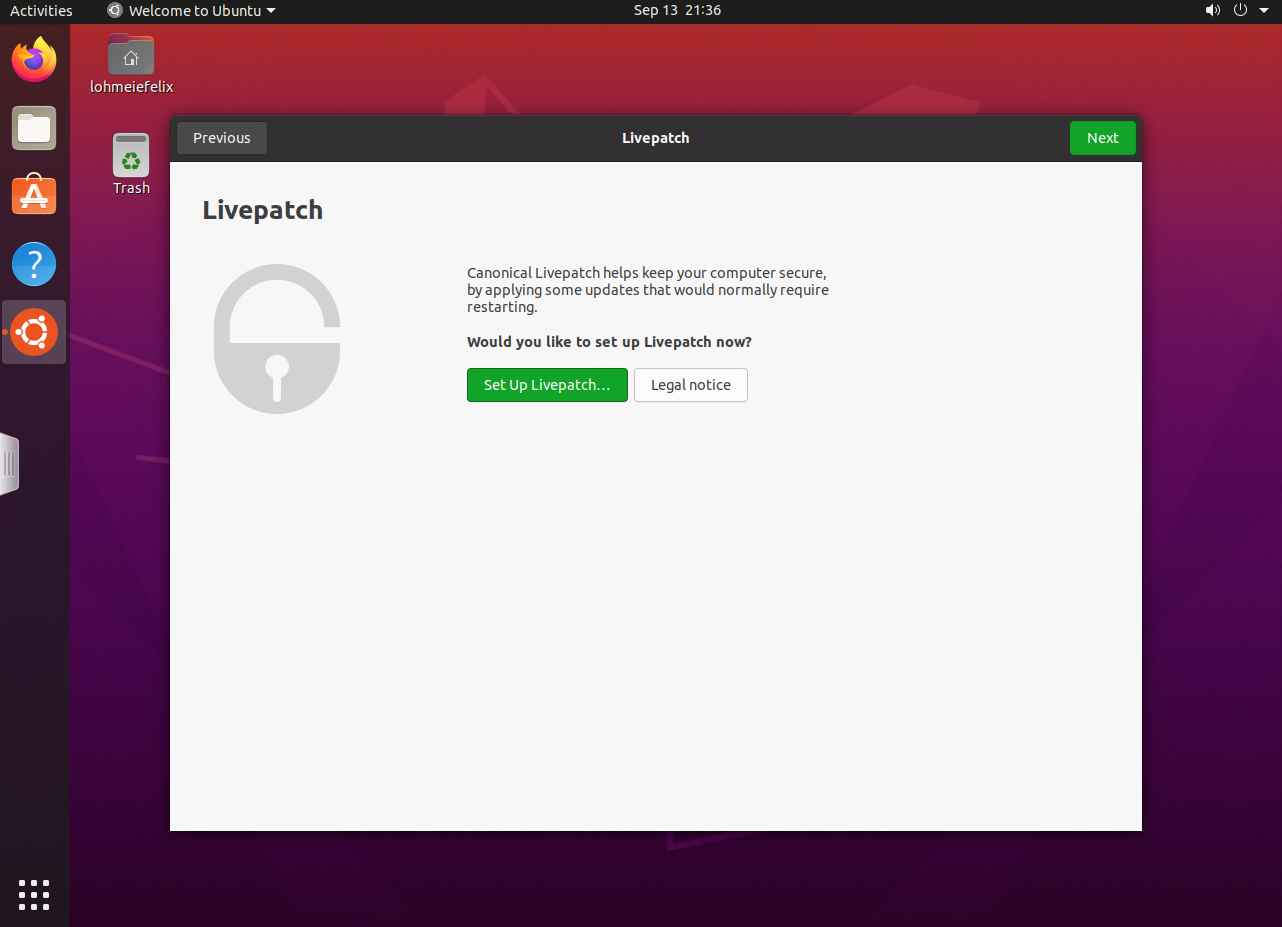Screenshot des Ubuntu-Desktops