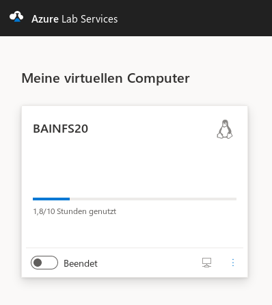 Screenshot Azure Lab Services - Meine virtuellen Computer